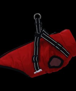 Cappotto Cani Imbracatura Impermeabile Riflettente Rosso L32