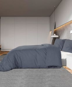 Set Copripiumino Antracite 200x200 Cm In Microfibra Leggera