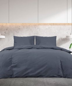 Set Copripiumino Antracite 200x200 Cm In Microfibra Leggera
