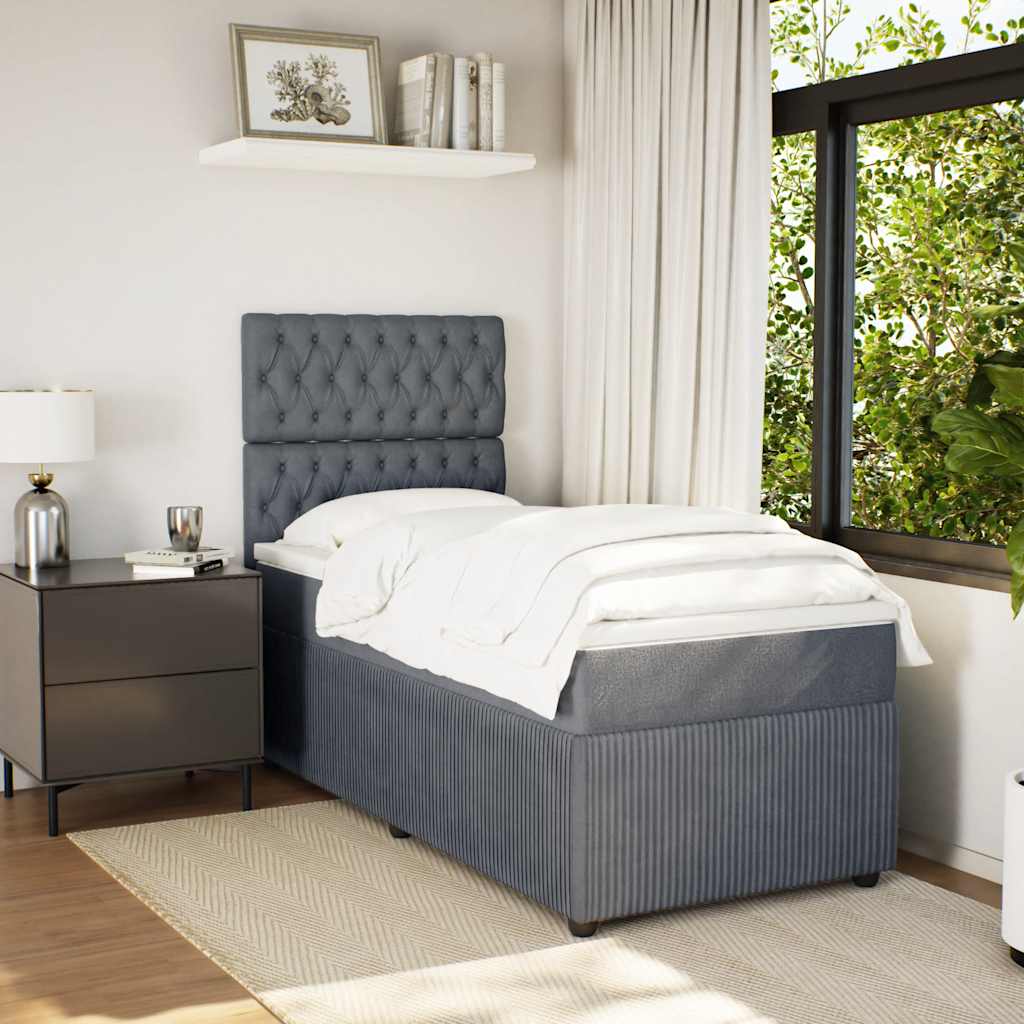 Giroletto A Molle Con Materasso Grigio Scuro 90x200 Cm Velluto