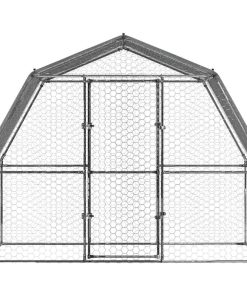 Gabbia Per Polli Con Tetto E Anta Argento In Acciaio Zincato