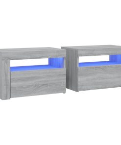 Comodini 2 Pz Con Luci Led Grigio Sonoma 60x35x40 cm