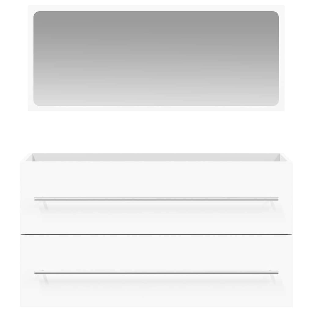 Mobile Da Bagno Con Specchio Bianco In Legno Multistrato