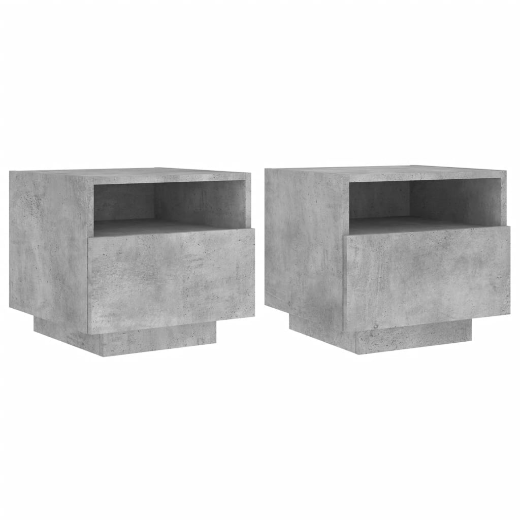 Comodini Con Luci Led 2pz Grigio Cemento 40x39x37 cm - Image 4