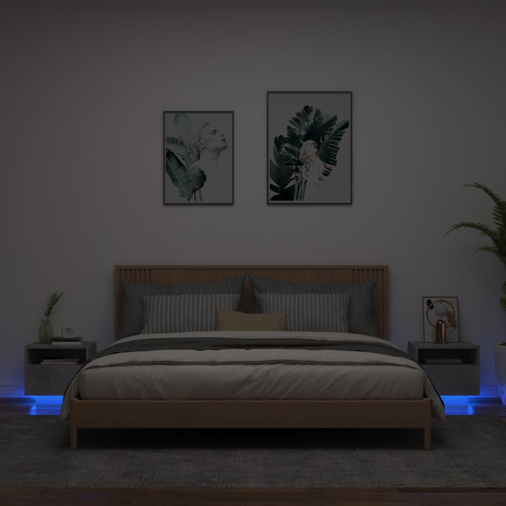 Comodini Con Luci Led 2pz Grigio Cemento 40x39x37 cm - Image 5