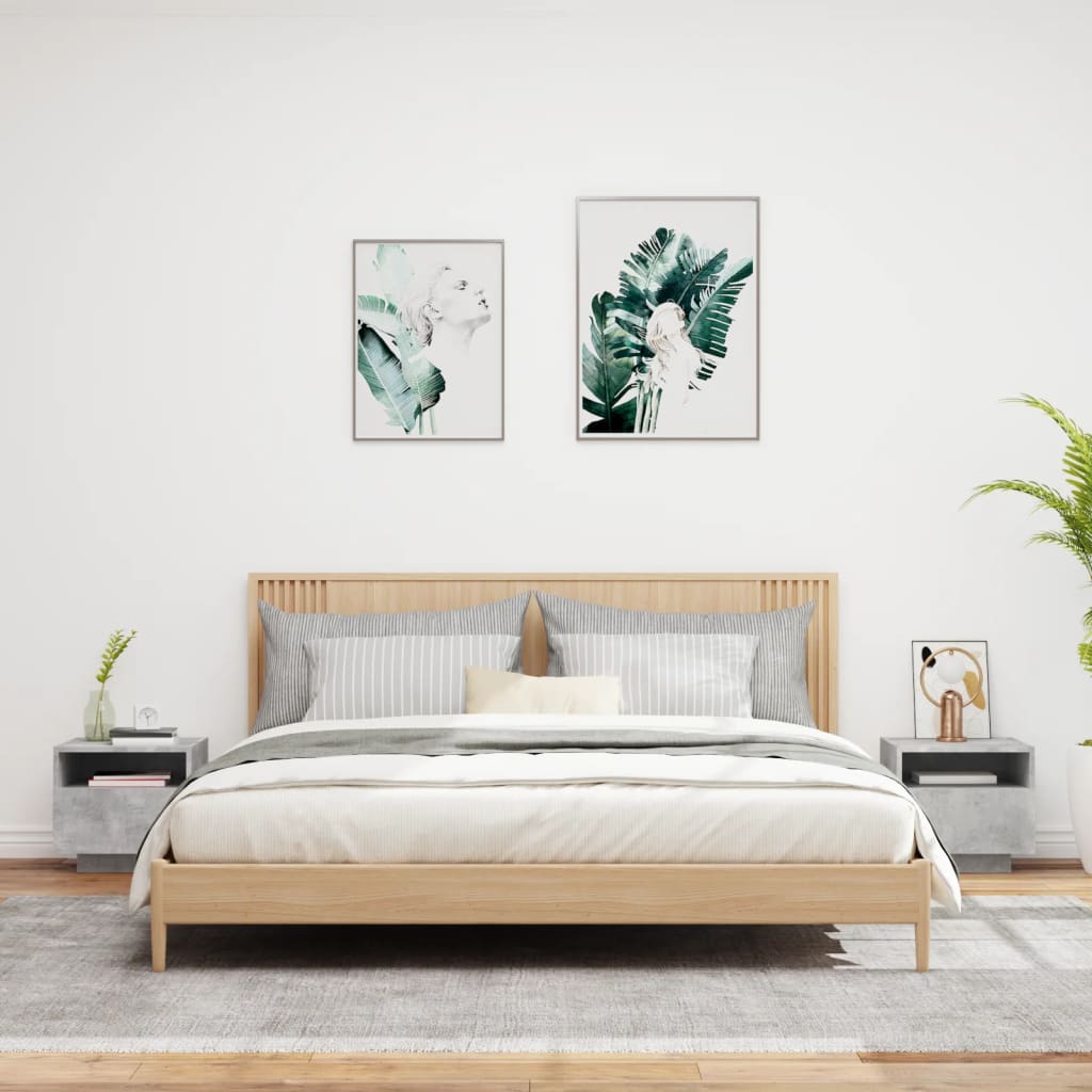 Comodini Con Luci Led 2pz Grigio Cemento 40x39x37 cm