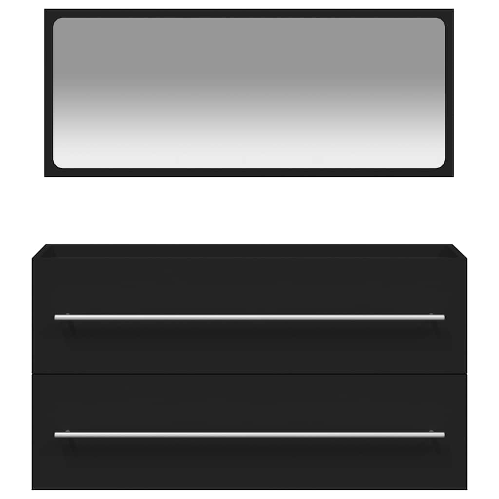 Mobile Da Bagno Con Specchio Nero In Legno Multistrato - Image 3