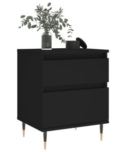 Comodini 2pz Neri 40x35x50 Cm In Legno Multistrato