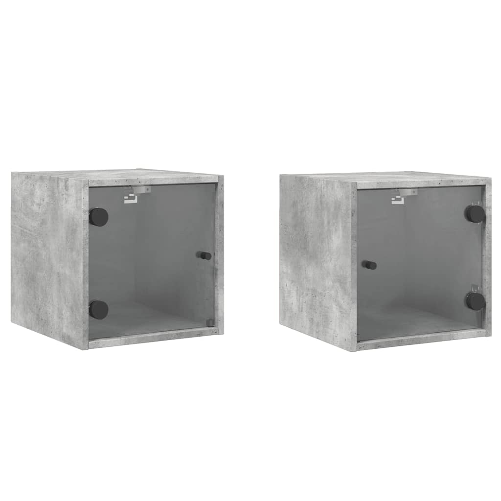 Comodini Con Ante In Vetro 2pz Grigio Cemento 35x37x35 cm - Image 5