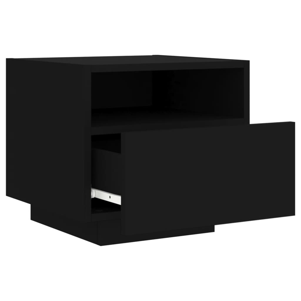 Comodini Con Luci Led 2pz Neri 40x39x37 cm - Image 6