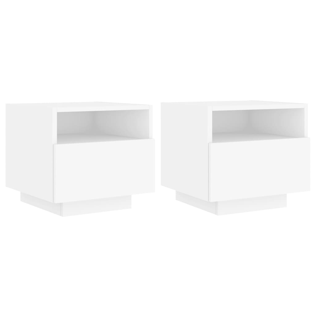 Comodini Con Luci Led 2pz Bianchi 40x39x37 cm - Image 6
