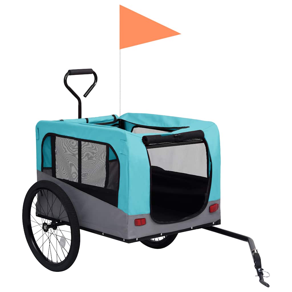 Rimorchio Bici Per Animali Carrello Jogging 2in1 Blu E Grigio