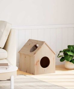 Cuccia Per Gatti 41x50x50 Cm In Legno Massello Di Pino