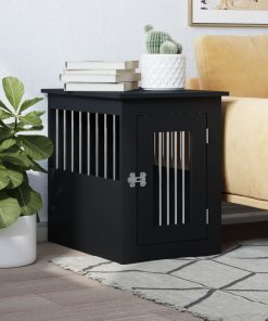 Gabbia Cani Da Arredamento Nera 45x62x59cm Legno Multistrato
