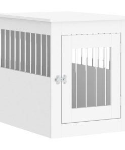 Gabbia Cani Da Arredamento Bianca 55x75x65cm Legno Multistrato