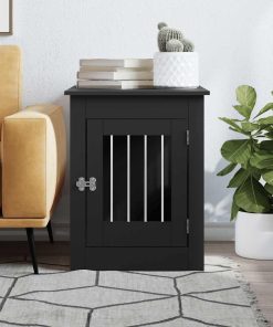 Gabbia Cani Da Arredamento Nera 55x80x68cm Legno Multistrato