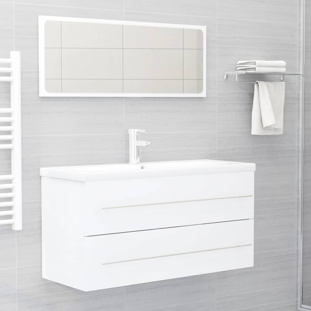 Mobile Lavabo Bianco 100x38,5x48 Cm In Legno Multistrato - Image 2