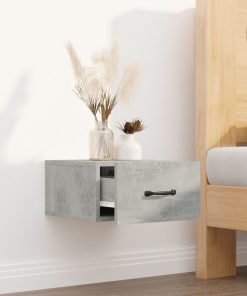 Comodino A Muro Grigio Cemento 35x35x20 cm