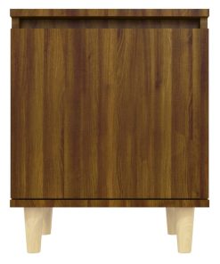 Comodino Con Gambe In Legno Massello Rovere Marrone 40x35x50 cm