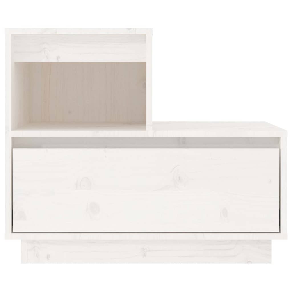 Comodini Bianchi 2 Pz 60x34x51 Cm In Legno Massello Di Pino