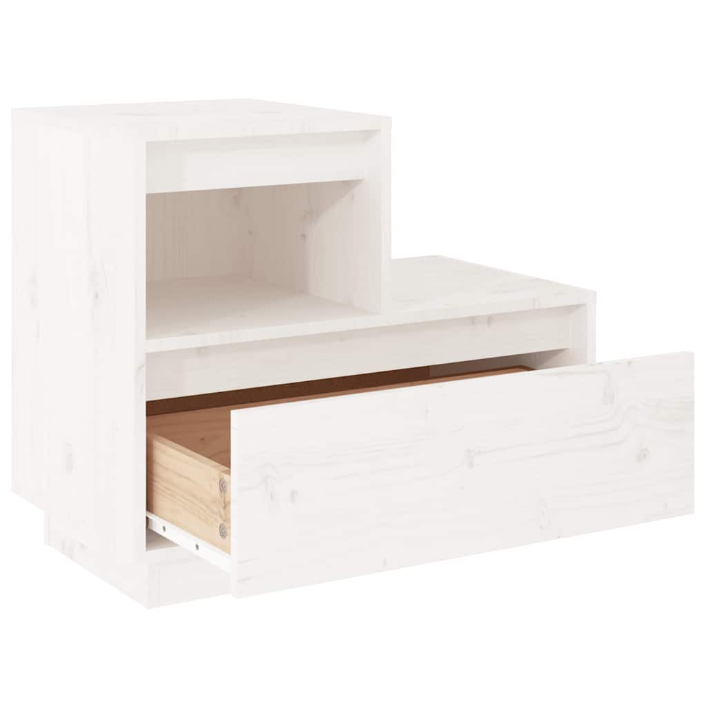 Comodini Bianchi 2 Pz 60x34x51 Cm In Legno Massello Di Pino - Image 6