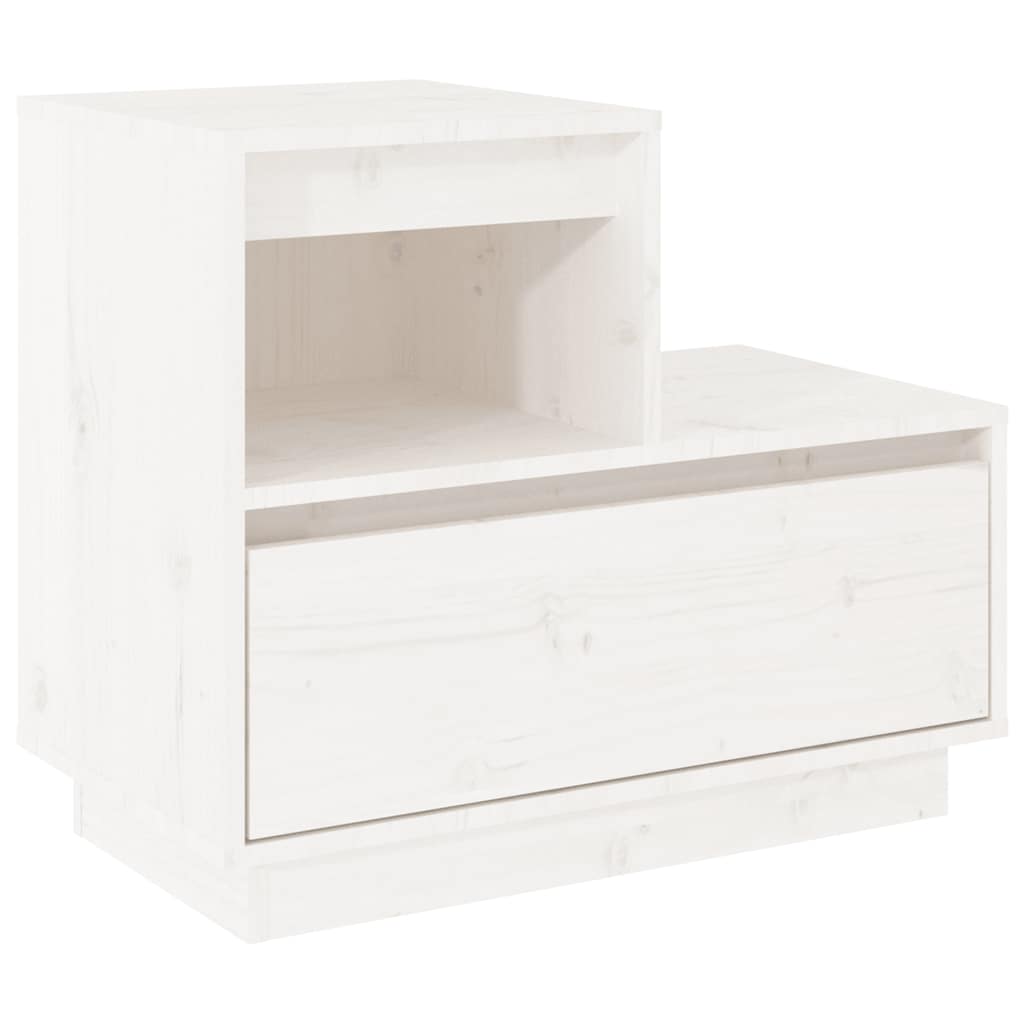 Comodini Bianchi 2 Pz 60x34x51 Cm In Legno Massello Di Pino - Image 3