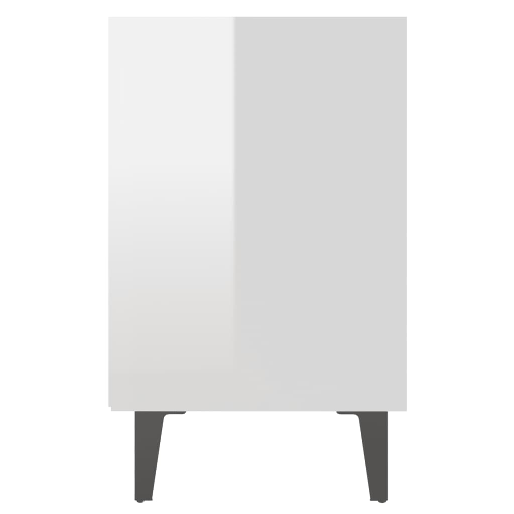 Comodino Con Gambe In Metallo Bianco Lucido 40x30x50 cm