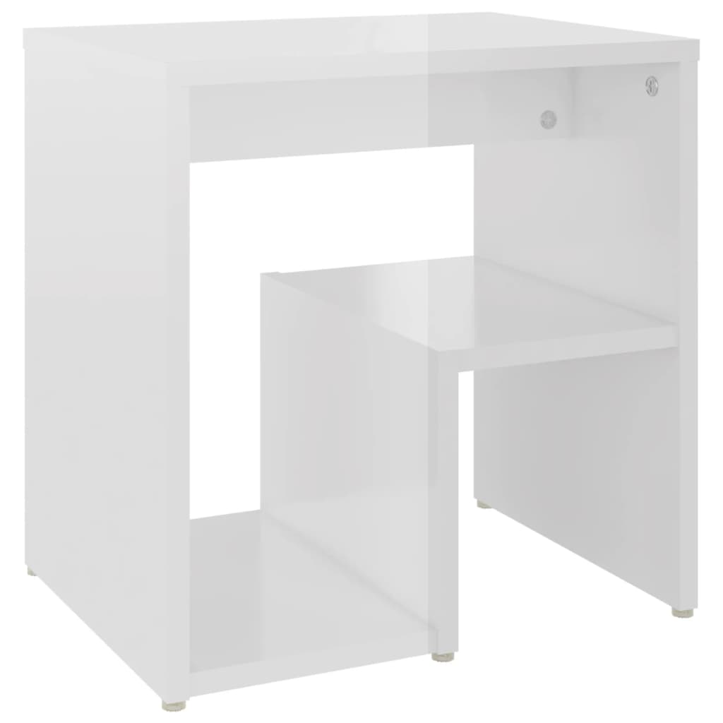 Comodini 2 Pz Bianco Lucido 40x30x40 Cm In Legno Multistrato