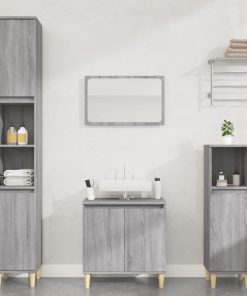 Set Mobili Da Bagno 3 Pz Grigio Sonoma In Legno Multistrato