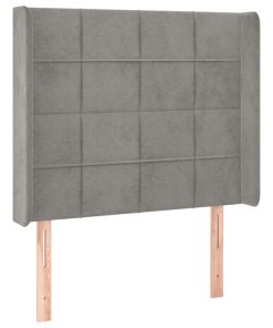 Testiera Ad Orecchio Grigio Chiaro 93x16x118/128 Cm In Velluto