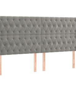 Testiera Ad Orecchio Grigio Chiaro 203x16x118/128 Cm In Velluto