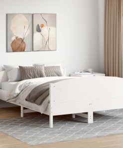 Letto Senza Materasso Bianco 120x190 Cm Legno Massello Di Pino