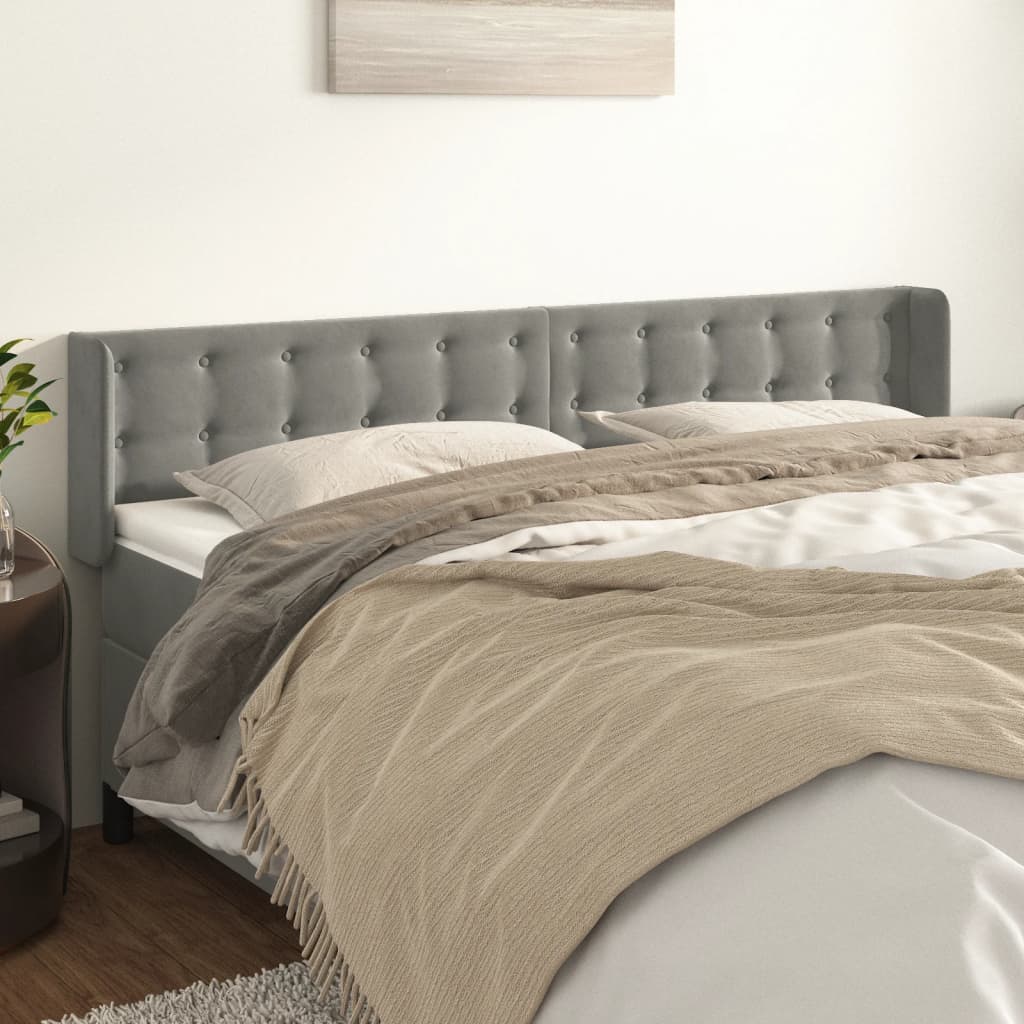 Testiera Ad Orecchio Grigio Chiaro 203x16x78/88 Cm In Velluto
