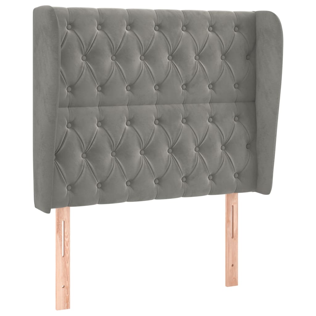 Testiera Ad Orecchio Grigio Chiaro 103x23x118/128 Cm In Velluto
