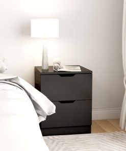 Comodini 2 Pz Neri 40x40x50 Cm In Legno Multistrato