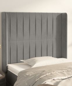 Testiera Ad Orecchio Grigio Chiaro 93x16x118/128 Cm In Velluto