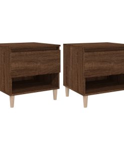 Comodini 2 Pz Rovere Marrone 50x46x50 Cm In Legno Multistrato