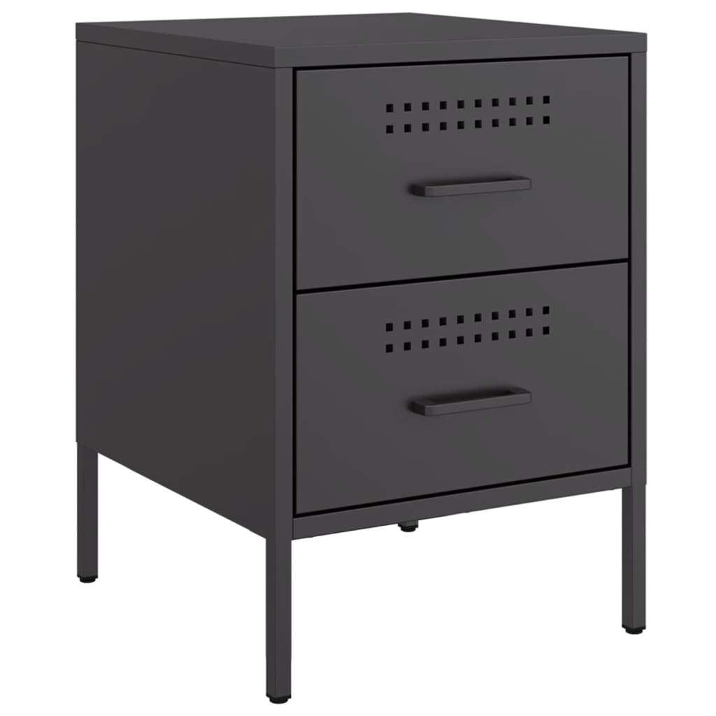 Comodini 2 Pz Nero 36x39x50,5 Cm In Acciaio