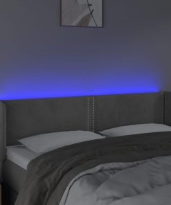 Testiera Grigio Chiaro A Led 147x16x78/88 Cm In Velluto