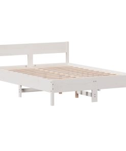 Letto Senza Materasso Bianco 135x190 Cm Legno Massello Di Pino