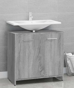 Armadietto Bagno Grigio Sonoma 60x33x60 Cm In Legno Multistrato