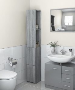 Armadietto Bagno Grigio Sonoma 25x26,5x170 Cm Legno Multistrato
