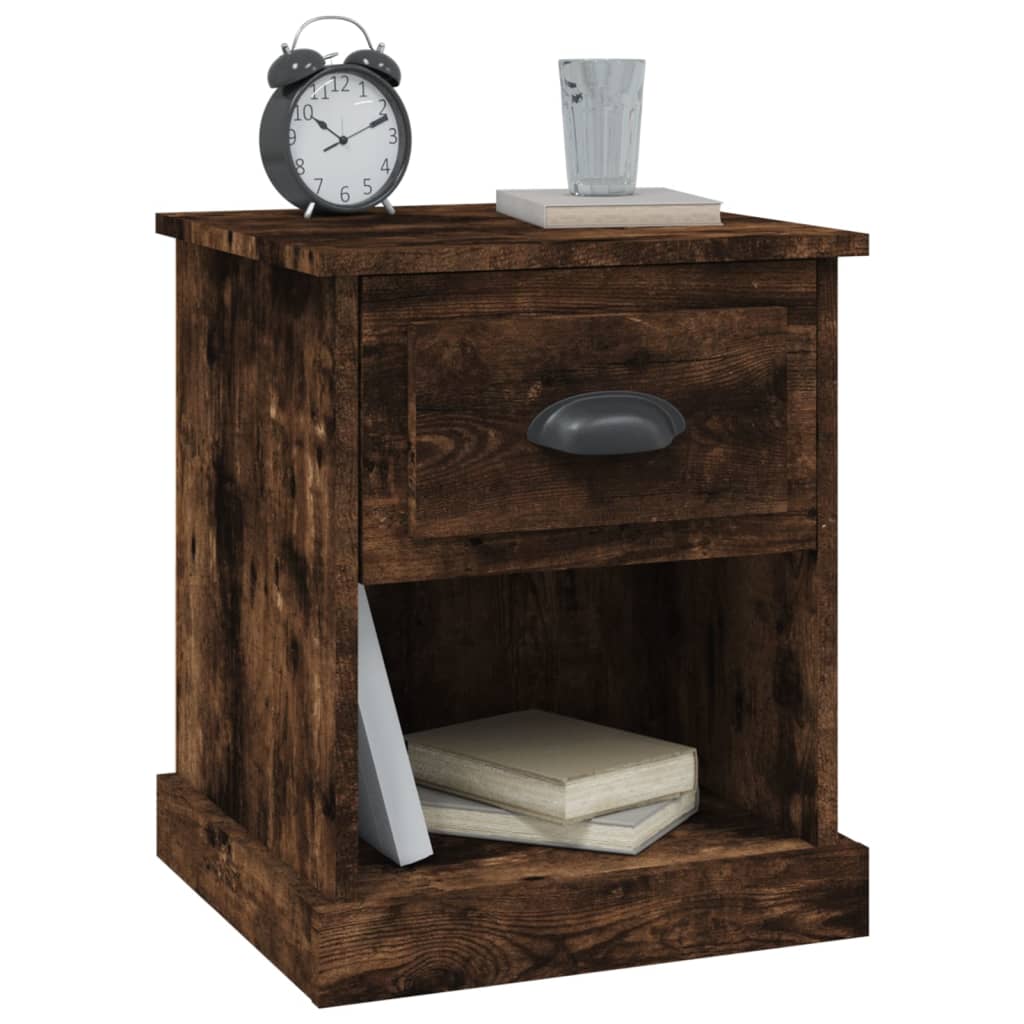 Comodini 2 Pz Rovere Fumo 39x39x47,5 Cm In Legno Multistrato