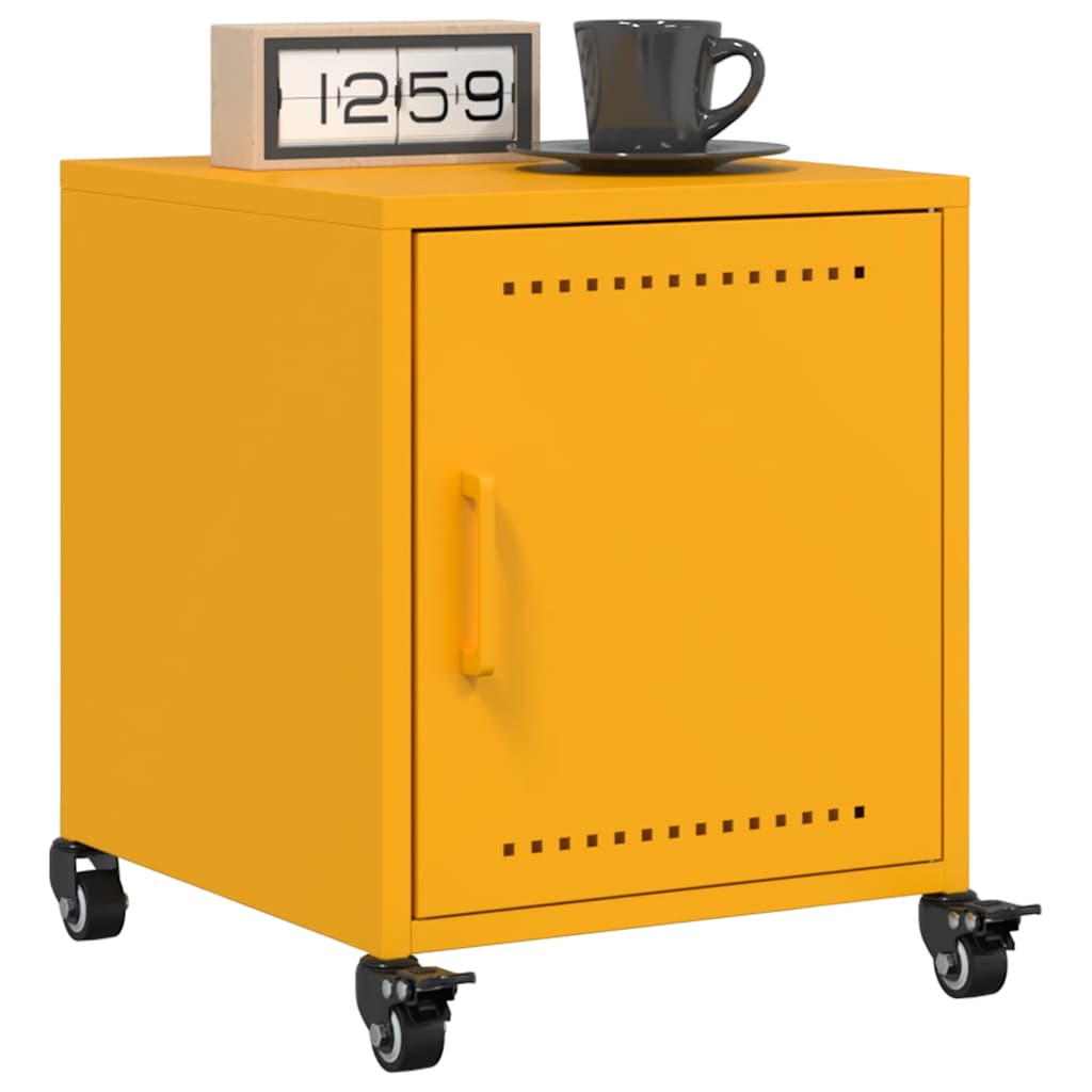 Comodini 2 Pz Giallo Senape 36x39x43,5 Cm In Acciaio