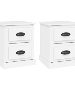 Comodini 2 Pz Bianchi 39x39x47,5 Cm In Legno Multistrato