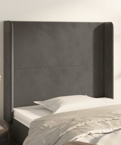 Testiera Ad Orecchio Grigio Scuro 93x16x118/128 Cm In Velluto