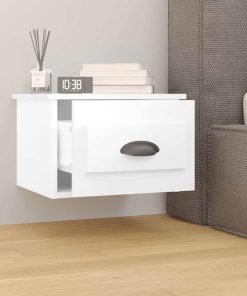 Comodino A Parete Bianco 41,5x36x28 cm