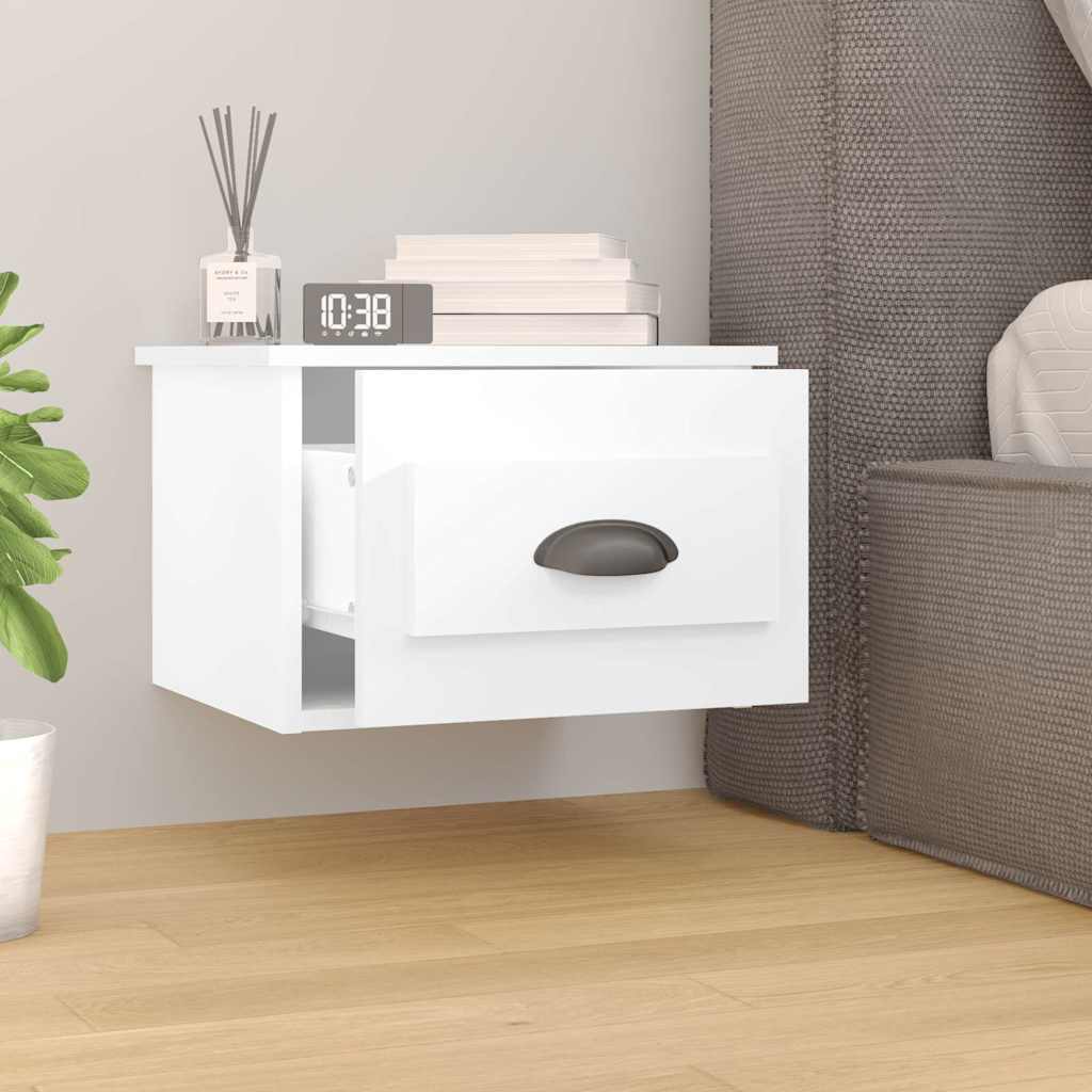 Comodino A Parete Bianco 41,5x36x28 cm
