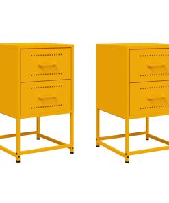 Comodini 2 Pz Giallo Senape 36x39x60,5 Cm In Acciaio