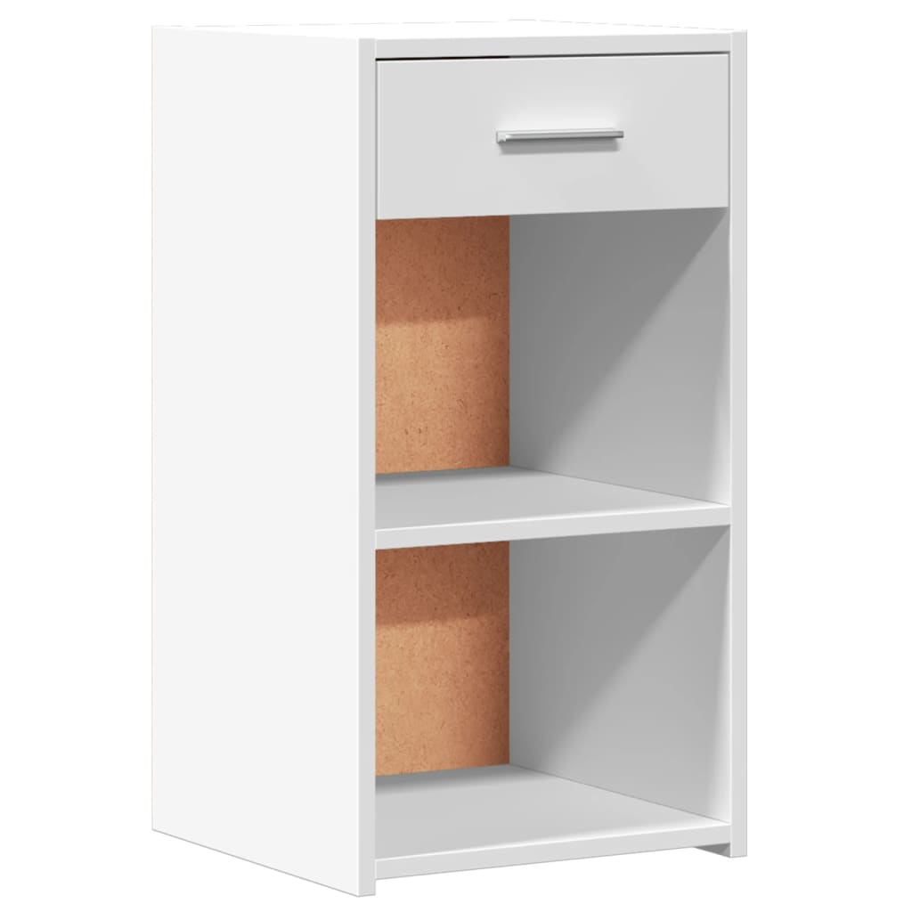 Comodini 2pz Bianchi 35x34x65 Cm In Legno Multistrato